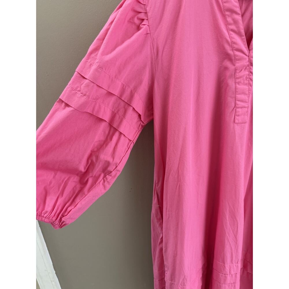 MAUDE VIVANTE Pink Dress Puffed Sleeves Size L V-Neck Cotton Cotttagecore - Picture 2 of 9